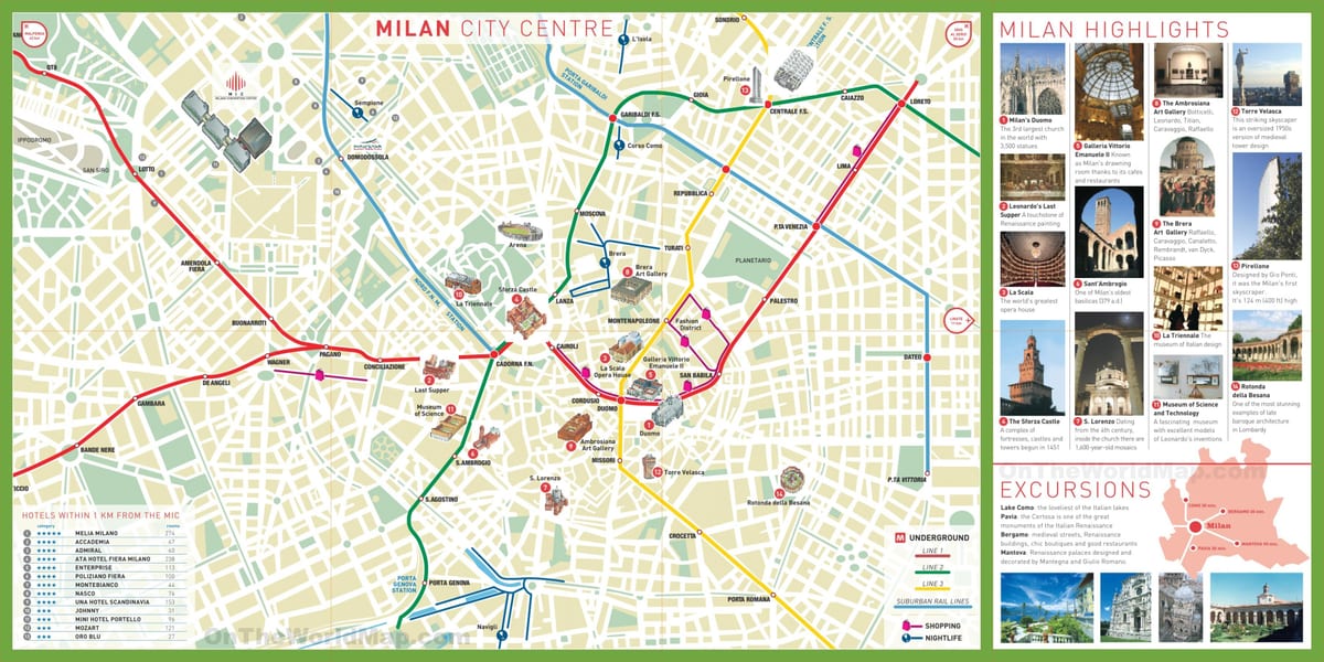 városnézés milánó térkép