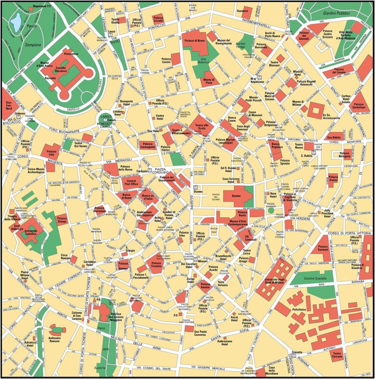 milánó olaszország city center térkép