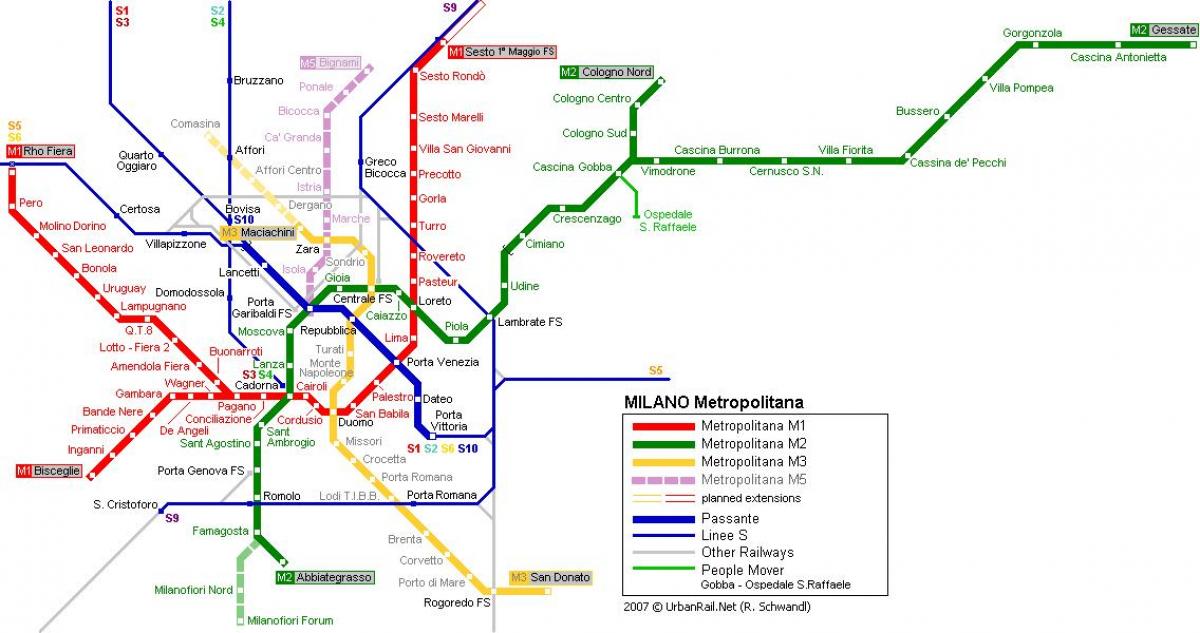milánói metró térkép 2016