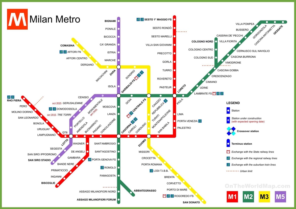 milánó térkép metró