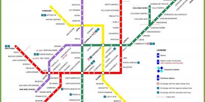 Milánó térkép metró